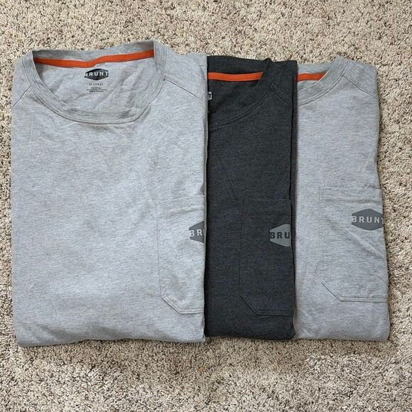 Brunt Other - Brunt Pocket T-Shirt Bundle Mens 2XL Gray Charcoal Workwear Tees Lot of 3
